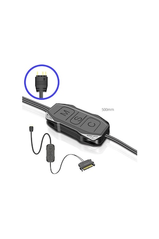 CoolMoon AR-1 5V 3Pin ARGB LED Kontrol Cihazı - Sata 15 Pin Güç - RGB Fan Şerit Led Denetleyici