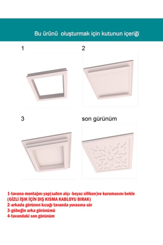 Motifpiyer Gizli İşıklı Led Tavan Göbeği 41-60cm Kare Beyaz