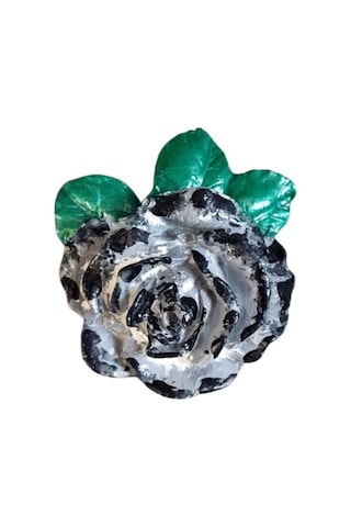 Uretti - Ayşe 7362 5422 El Yapımı Minik 2'li Pembe - Siyah Renk Gül Magnet - 6 X 7 Cm 6x7