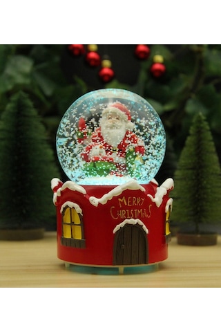 Hediyebiziz  Yılbaşı Kar Küresi Noel Işıklı Ve Müzikli Christmas Noel Baba Ve