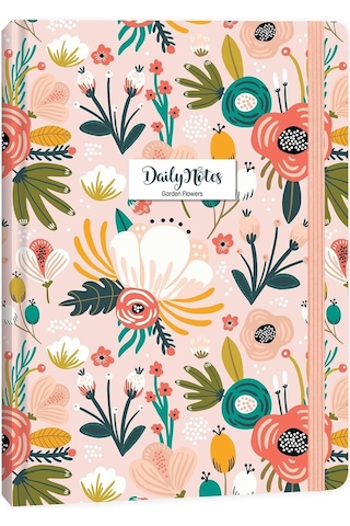 Keskin Color A5 Çizgili Defter Daily Notes Garden Flowers - Pembe