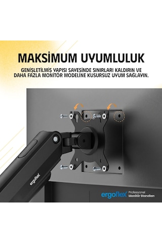 Ergoflex X8 Siyah 17-32inch Amortisörlü 9 Kg Monitör Standı 2026 Versiyon