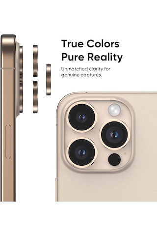 Apple Uyumlu iPhone 16 Pro / 16 Pro Max Kamera Lens Koruyucu Çöl Titanyum