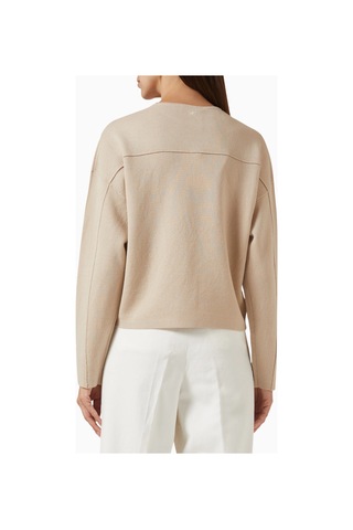 Marella Crewneck Wool Knit Kazak, Yumuşak Saf Yünlü Klasik Basic Tasarım Bej
