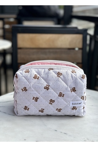 Batekso Mini Ayıcık Desenli Makyaj Çantası Büyük Boy