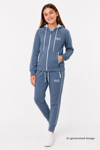 Pina Kids Kız Çocuk Scuba Unlimited Çift Şeritli Kapüşonlu Reglan Kol Dalgıç Kumaş Eşofman Takımı Esf7023 Indigo
