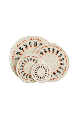 Adet Kalın Yuvarlak Pamuklu Dokuma Yalıtım Pedi Masa Örtüsü, Çiçek Diğer