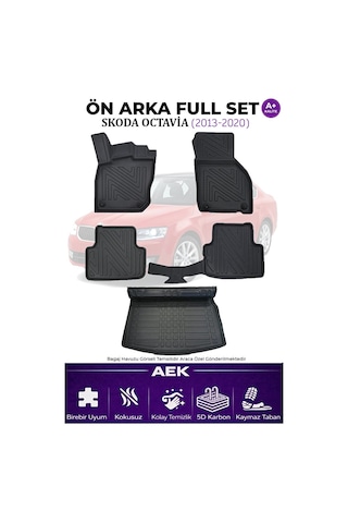 Skoda Octavia 2013-2020 5d Karbon Paspas Takımı +3d Pvc Bagaj Hav