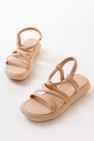 Aymood Nude Lastikli Kadın Sandalet 841-841 Vizon