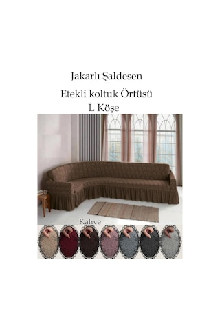 Jakarli Şal Desen L.köşe Koltuk Örtüsü, Koltuk Kılıfı Kahve 350cm Kahve