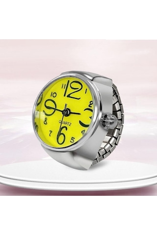 Sarı İzle Yüzük Erkekler Kadınlar Için Parmak Yuvarlak Kuvars Takı Paslanmaz Çelik Yüzük Sevgilisi Çifti Saatler Sarı