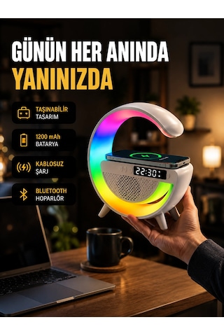 Bay Kablosuz Şarjlı Led Masa Lambası Çalar Saat Ve Beyaz Gürültü Özellikli Najmaddin Standart 89930271
