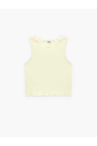 Koton Kolsuz Bisiklet Yaka Bürümcük Kumaş Atlet Sarı 6skg30026ak