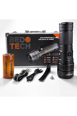 Bedotech Bd-12 60w Tg Led Alüminyum Alaşımlı Zoomlu Type-c Şarjlı El Feneri