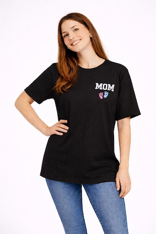 Nevermind Anne Baba Kombini Mom Dad Baskılı Çift Tişört Oversize Unisex 2 L Siyah
