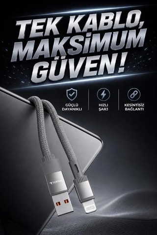 Şarj Kablosu Usb To Lightning Data Kablo U18 Gri Kişisel Eşya Günlük Kullanım Teknolojik