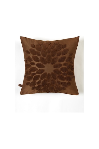 Bohem Özel Tasarım Punch Panç Desen Kare Dekoratif Kırlent Kılıfı 43x43 cm Flower Taba