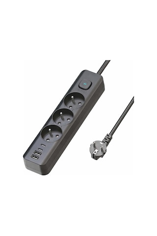 Termal Akım Korumalı 3'lü Priz, Çoklu Priz, Çocuk Korumalı Ve Isıya Dayanıklı Yapı, 3x Priz Girişi, 3x Usb Gi 0