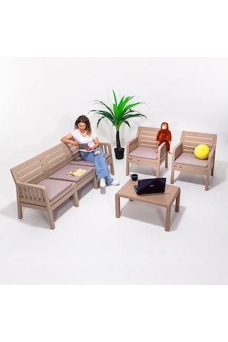 Lara 3+1+1 S Bahçe Balkon Takımı - Cappucino Kahverengi