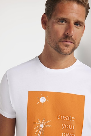 Tudors Erkek Slim Fit Dar Kesim %100 Pamuk Yumuşak Dokulu Baskılı Beyaz Bisiklet Yaka Tişört-30610 Beyaz