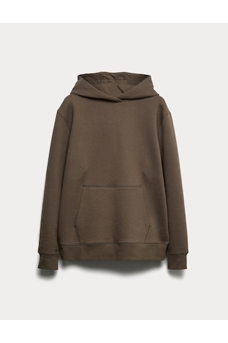Marks & Spencer Pamuk Karışımlı Kapüşonlu Sweatshirt T07005133 Kahverengi