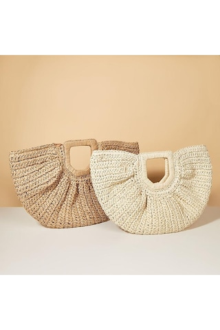 Yeşil Yogodlns Yaz Dokuma Saman Yarım Ay Büyük Kapasiteli Çanta Kadın Plaj Sepeti Moda Seyahat Alışveriş Tote Yeşil