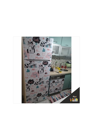 Buzdolabı Ve Bulaşık Makinesi Kapak Folyo Kaplama Kediler