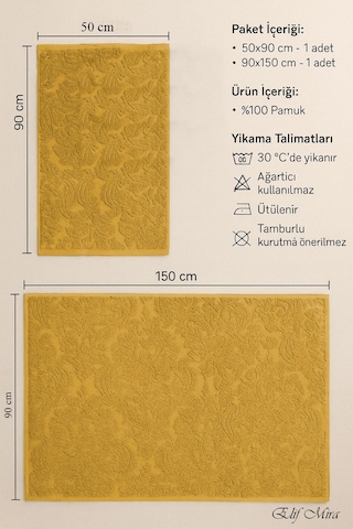 Banyo & Yüz Havlusu Seti %100 Pamuk 90x150 + 50x90 Cm Amorivy Hardal