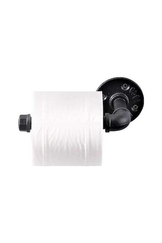 Novahub Tuvalet Kağıtlığı Vintage Endüstriyel Retro Metal Boru Duvara Monte, Demir, Siyah, 18x10 Cm, Ev Dekorasyonu Diğer