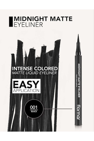 Flormar Mat Likit Kalem Eyeliner Siyah - Midnight Matte Eyeliner - 001 Black - 8690604532292 Genel
