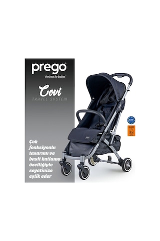 Prego 2024 Covi Kabin Tipi Bebek Arabası - Siyah Tek (Tek Araba)