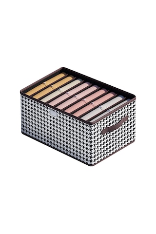 Xiyyadms Houndstooth Desenli 9 Bölmeli Non-woven Organizer Kutusu - 44x30x20cm, Çekmeceli, Yığılabilir, Ev İçi Giysi/çeşitli Eşya Depolama Kutusu