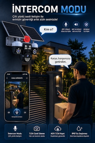 3 Kameralı 9mp 4g Sim Kartlı Çift Solar Panelli Aov Güvenlik Kamerası