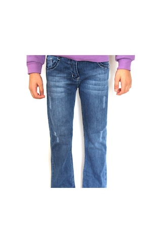Milenawear By Milena Likralı Yıpratma Ispanyol Paça Jeans Mavi