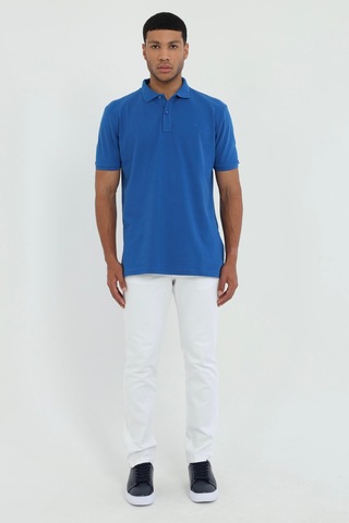 Dufy Erkek Slim Fit Polo Yaka Saks T-shirt-19294