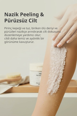 Midha Rice Salt Tuz ve Pirinç İçeren Arındırıcı Vücut Peeling 350 ML