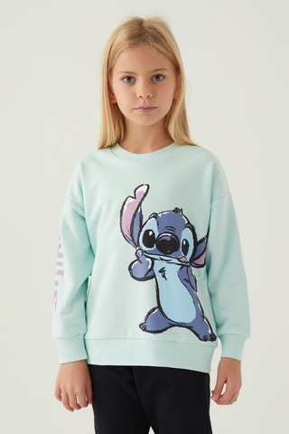 Stitch Puss Yeşil Kız Çocuk Sweatshirt 5274-42779 Yeşil