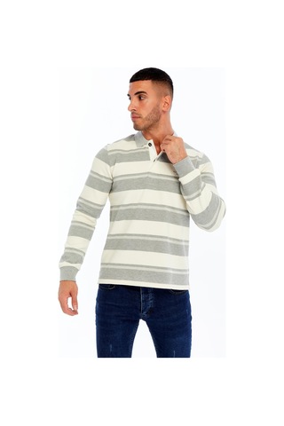 Ar-ma Erkek Ribanalı Regular Fit Çizgili Polo Yaka Sweatshirt %95 Pamuk %5 Elastane Ringel Pike K30554953002 Gri-g10 Gri
