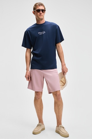 Grımelange TEEMO Erkek Yanları Cepli Fermuarlı Likralı Slim Fit Pembe Şort