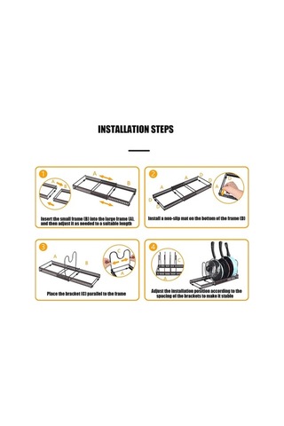 Novahub Genişletilebilir 7 Katlı Tencere Düzenleyici - Mutfak Organizasyon Siyah Siyah