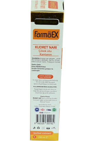 Yeşil Naturel Farmaex Kudret Narı Çörek Otu & Kantaron Bitkisel Alkolsüz Ekstrakt 250 ML
