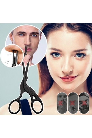 Geeksen Profesyonel Burun Makası Ve Kaş Makası Seti - Paslanmaz Çelik Güzellik Aletleri Siyah