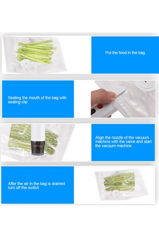 Reedark Taşınabilir Usb Şarjlı Vakum Makinesi - 5 Adet Saklama Poşeti İle Gıda Koruma Siyah