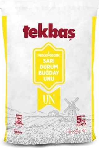 Tekbaş Un Sarı Durum Buğday Unu Makarnalık Eriştelik 5 KG