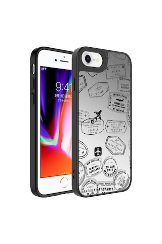 Goocamp Apple iPhone Uyumlu 7 Plus Kılıf Aynalı Desenli Kamera Korumalı Parlak Mirror Kapak - Sey Seyahat
