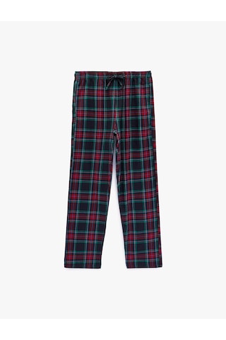 Koton Straight Fit Beli Bağcıklı Pamuklu Dokuma Pijama Altı Lacivert Ekose 6wlm50002mw Lacivert Ekoseli
