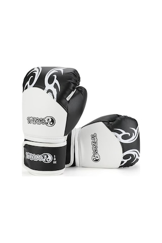 Titan Sport Siyah Beyaz İşlemeli Model-2 Boks Eldiveni Çok Renkli