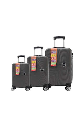 Escape Vlz 072-set Abs 8 Tekerlekli Büyük, Orta, Kabin Boy Valiz, Bavul Seti, Antrasit