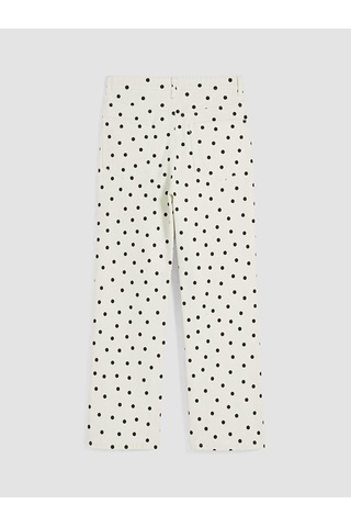 Lcw Modest Ekru Puantiyeli Straight Fit Kadın Jean Pantolon