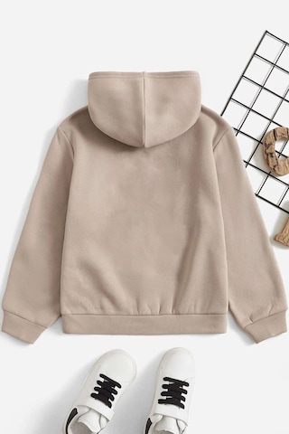 Uyguntarz Papatya Kelebek Baskılı Erkek - Kız Çocuk Rahat Kalıp Sweatshirt Bej